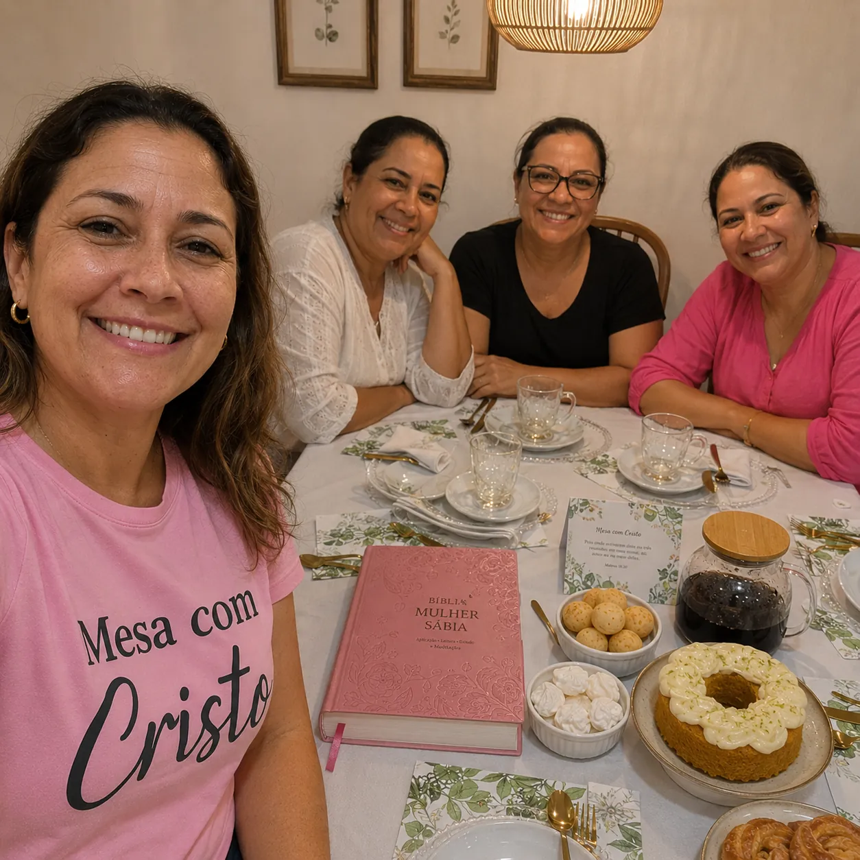 Mulheres reunidas em um encontro de Mesa com Cristo